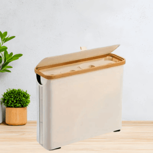 EcoBin PET palackgyűjtő kuka bambusz WC-papír tároló kosár fedéllel bézs