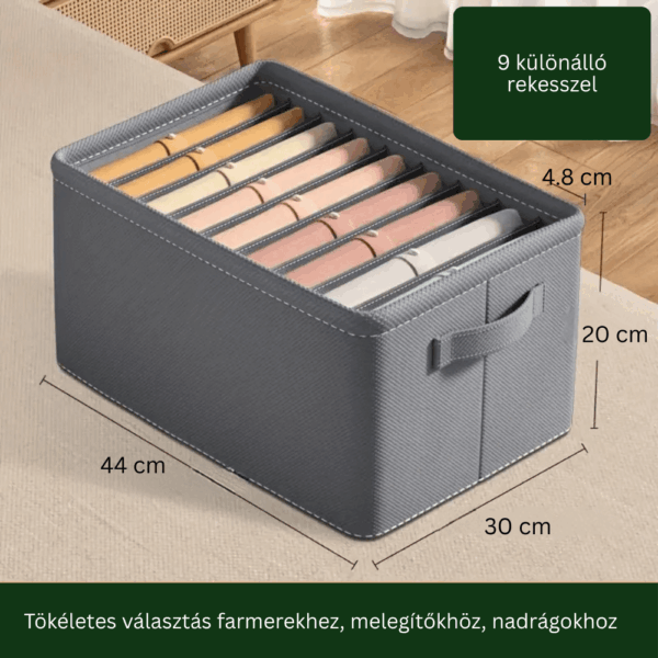 EcoBin ruharendező, szekrényrendszerező tároló – 9 különálló rekesszel ruháknak