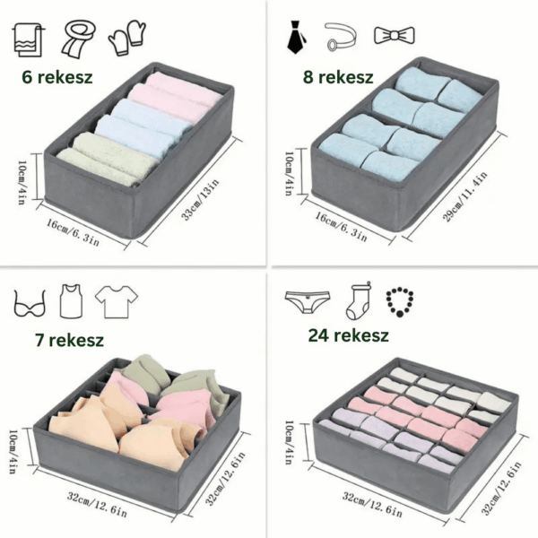 EcoBin szövet szekrényrendező kosár készlet nadrágnak, zokninak, bugyinak, melltartónak