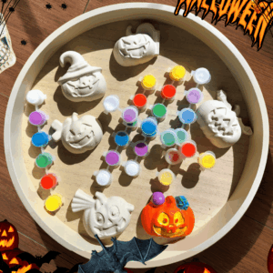 Halloween tök, denevér és festékek gipszből ovisoknak, nagyok, kicsiknek EcoBin PET palackgyűjtő